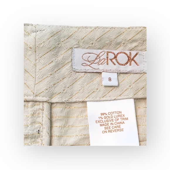 new La Rok ༄ Gold Lurex Thread Knit Dressy Cargo Bermuda Shorts ༄ Creamy White 8 - Picture 8 of 16